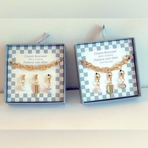 2 matching Pickleball Gold Charm Bracelet New W/Tags gift ideas partner siblings